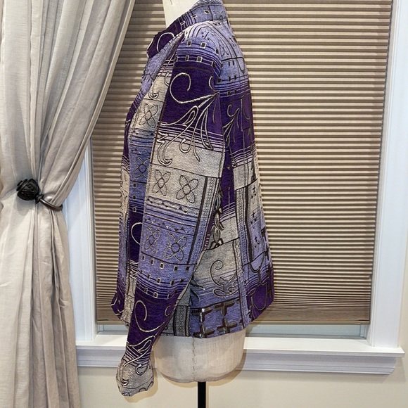 Dress Barn Purple Tapestry Zip Front Jacket - Picture 2 of 7
